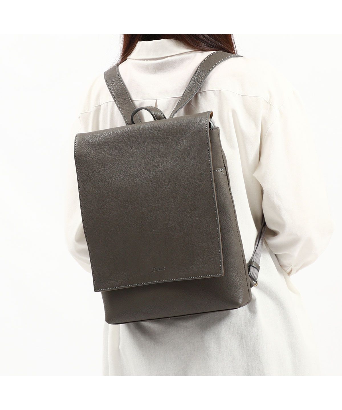 ビルディングブロック リュック Rucksack 型押しロゴ レザー グレー