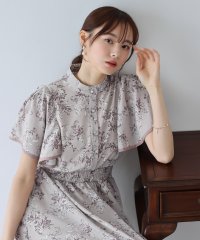 BLUEEAST/ブルーイースト BLUEEAST 花柄&トワルドジュイ&配色 フレアケープスリーブワンピース/504780996