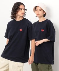 Purple & Yellow/ハートロゴプリント ロング丈半袖Ｔシャツ/505889748