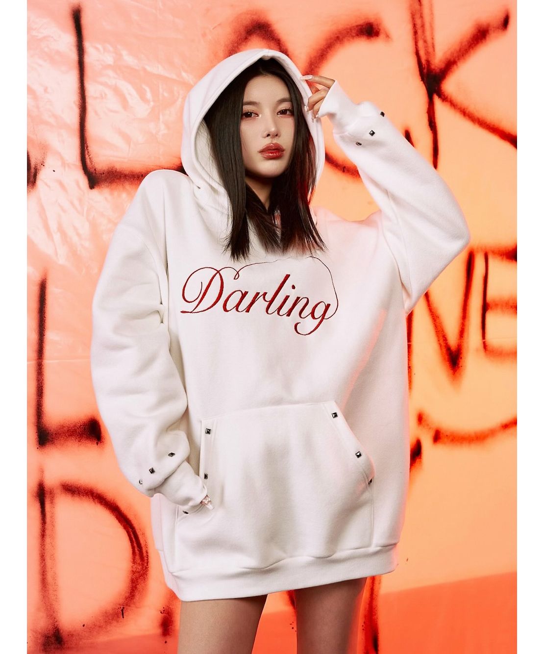 Darich レースアップリケロゴフーディー WHT ダーリッチ darich レースアップリケロゴフーディ WHT ホワイト