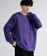 Rocky Monroe/メッシュニット 透かし編み メンズ レディース 長袖 クルーネック メッシュ編み セーター オーバーサイズ ゆったり リラックス レイヤード 重ね着 清涼感 涼/505925063