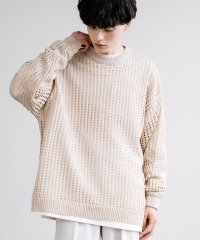 Rocky Monroe/メッシュニット 透かし編み メンズ レディース 長袖 クルーネック メッシュ編み セーター オーバーサイズ ゆったり リラックス レイヤード 重ね着 清涼感 涼/505925063