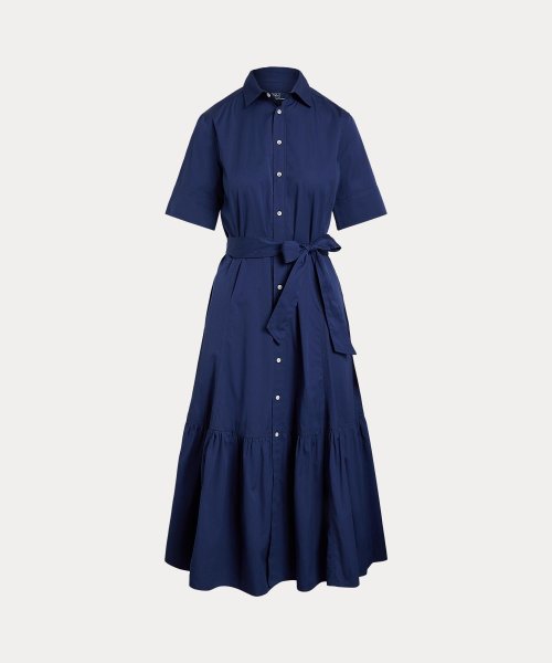 クーポン】【セール 30%OFF】ティアード コットン シャツドレス 