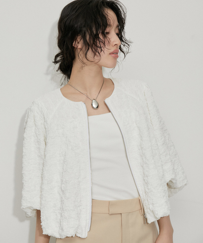 セール 50%OFF】【サステナブル】ジャガードクロップドブラウス