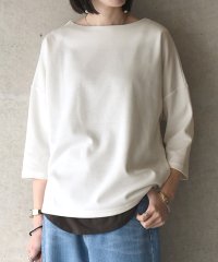 and it_/7分袖ボートネックコクーンプルオーバー カットソー レディース 春 Tシャツ 綿混 綿 コットン 夏 秋 トップス ブラック  黒 オフホワイト 白 ベージュ /503931186