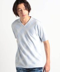 HIDEAWAYS NICOLE/ブリスターチェックジャガードＶネック半袖Ｔシャツ/505796163