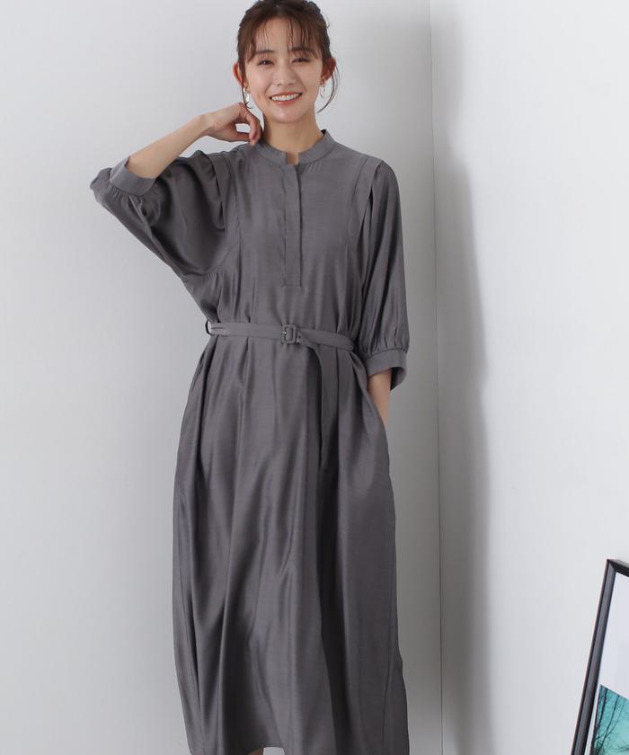 セール 50%OFF】マットサテンボリュームスリーブワンピース