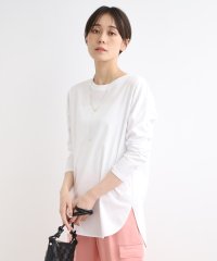 INDIVI/【洗える／リラクシー/コットン100%】シャツテールロングTシャツ/505933035