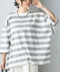 SHIPS WOMEN/【SHIPS別注】onit:〈手洗い可能〉ボーダー ビッグ シルエット TEE◇/505933739