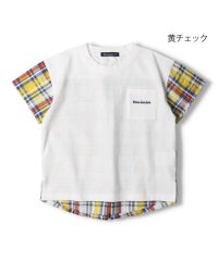 moujonjon/【子供服】 moujonjon (ムージョンジョン) マドラスチェックサッカー切替半袖Tシャツ 80cm～140cm M32806/505934028