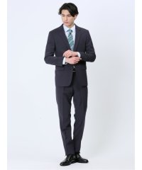 TAKA-Q/タカキュー TAKA－Q ストレッチウォッシャブル スリムフィット 2ボタン2ピーススーツ マイクロチェック紺 メンズ セットアップ ジャケット ビジネス カジ/505934880
