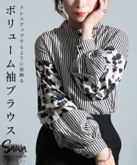 Sawa a la mode/レディース 大人 上品 ドレスアップする様にストライプ×花柄ブラウス/505935125