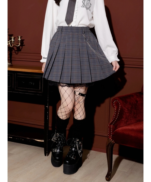 NOEMIE スカート ノエミー NOEMIE ［丈42cm］チェーン付き裾レースプリーツ
