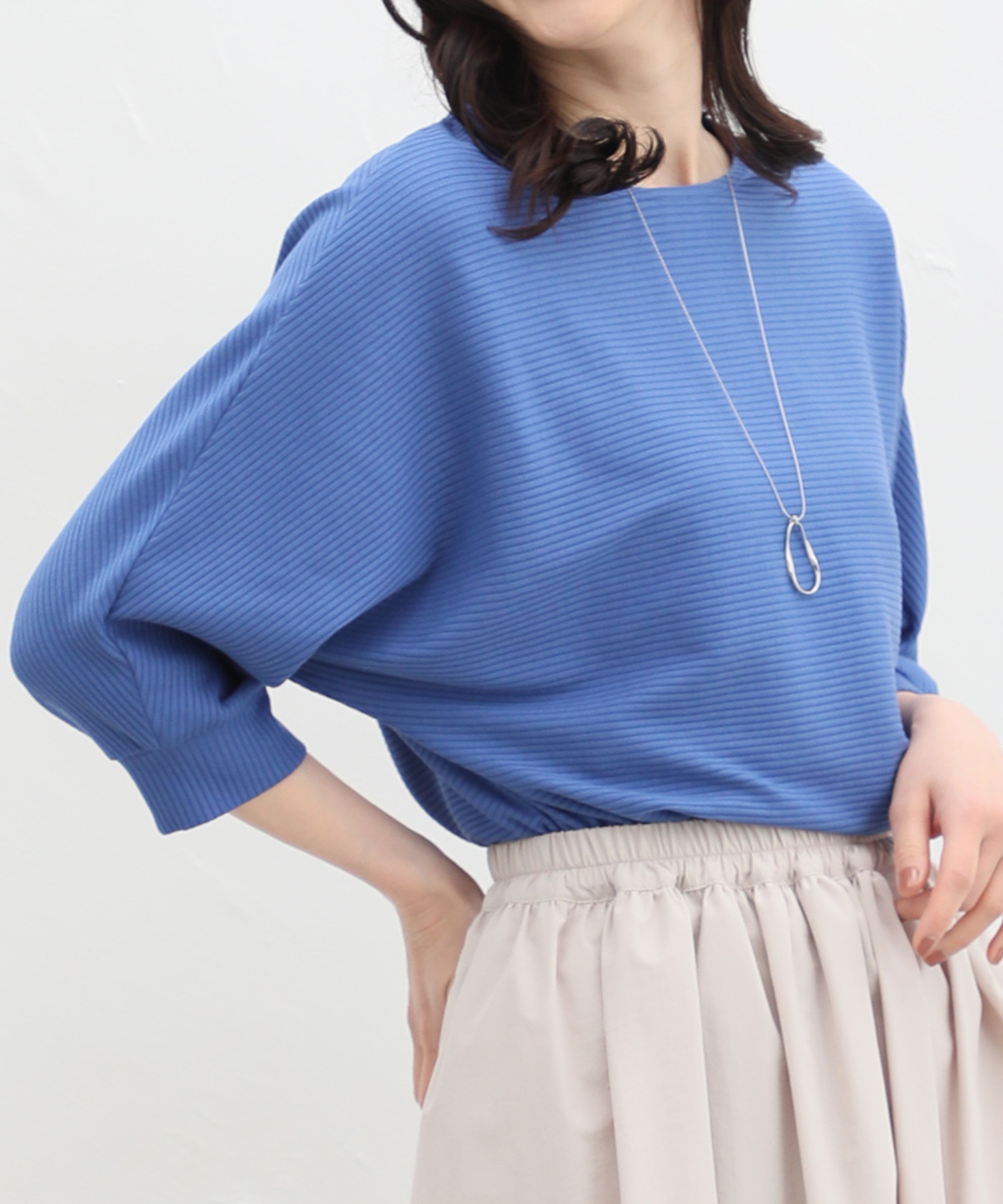 ハニーズ Honeys 7分袖アクセ付ドルマン トップス カットソー
