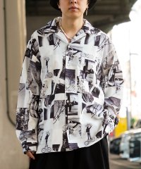 1111clothing/◆総柄 オープンカラー オーバーシャツ◆ オーバーサイズ シャツ メンズ オープンカラーシャツ レディース 長袖シャツ ビッグシルエット 総柄シャツ 花柄 フォ/505937309