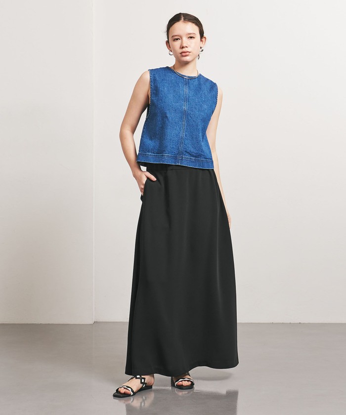 UNITED ARROWS♡シアサッカー ティアードロングスカート ブラック UNITED ARROWS（ユナイテッドアローズ）の「シアサッカー