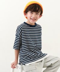 devirock/ボーダーゆるっとTシャツ 子供服 キッズ ベビー 男の子 女の子 トップス 半袖Tシャツ Tシャツ /505226068