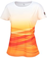 FILA（ZETT Ladies）/【テニス】波間パネルプリント バックホールメッシュ クルーネックシャツ レディース/505934737