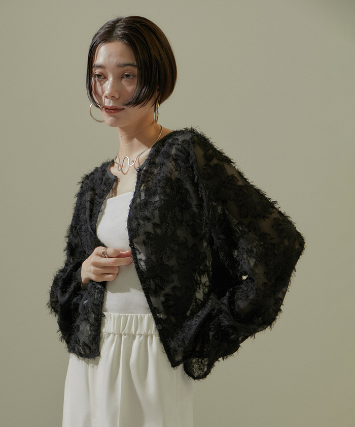 WEB限定】2WAYシアーフリンジジャカードブラウス(505939566