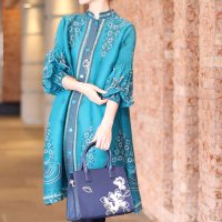Sawa a la mode/サワアラモード Sawa a la mode オリエンタル柄に花が咲くプリーツチュニック/505939576