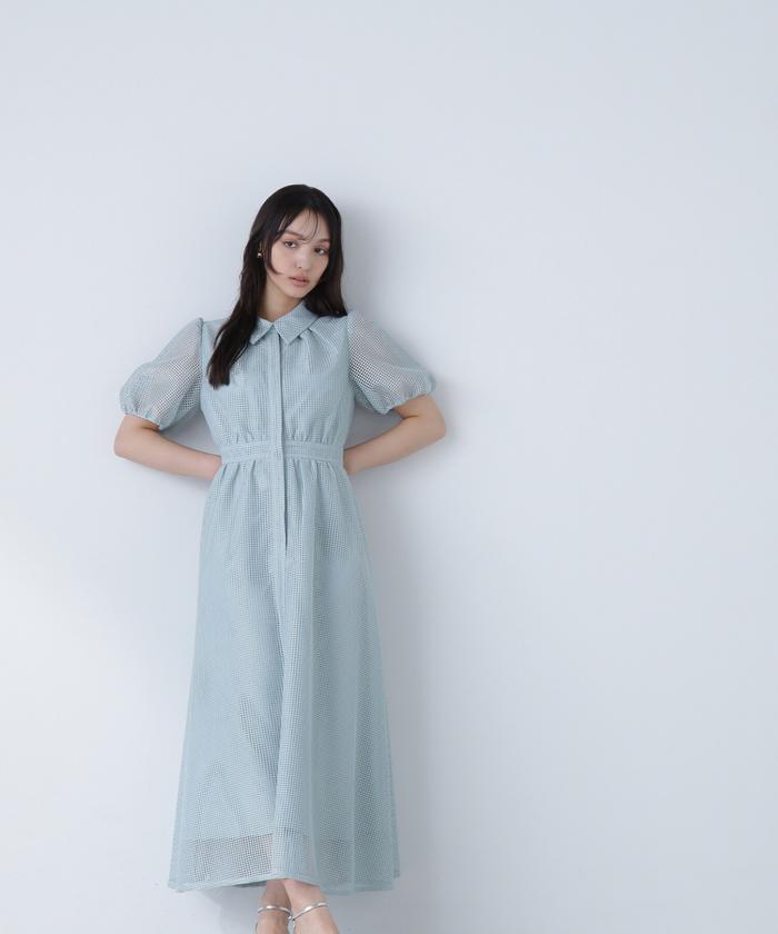 新品タグ付き♪ メッシュシャツワンピース ナチュラルビューティーベーシック M セール 10%OFF】メッシュシャツワンピース(505916966
