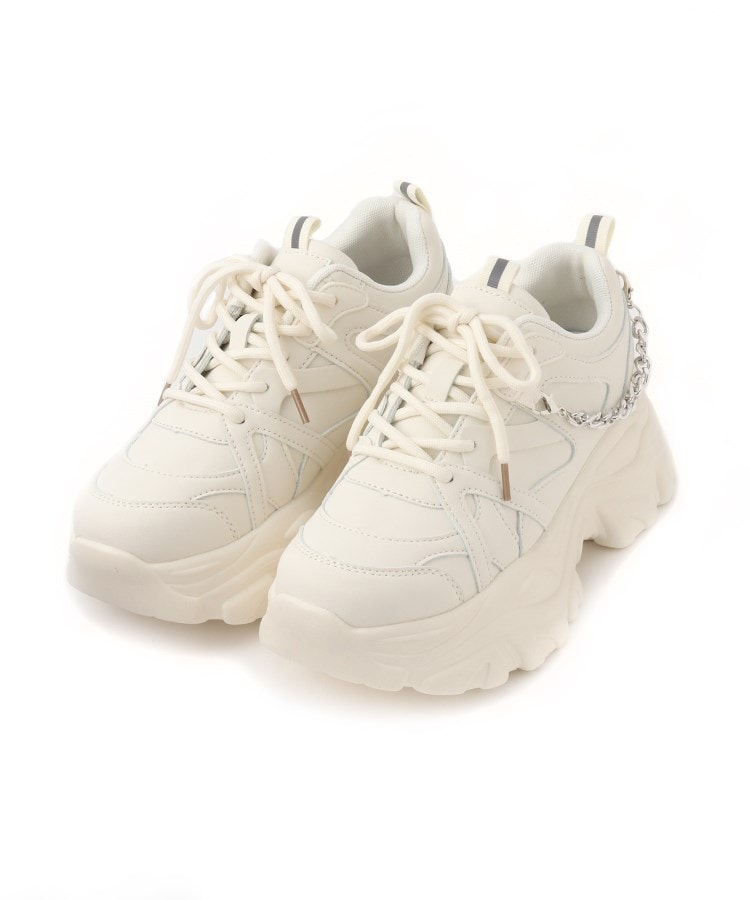 【ALDO】スエード スニーカー♪ レース・パール・チェリー 2WAYチェーン付き】軽量ボリュームソール厚底スニーカー