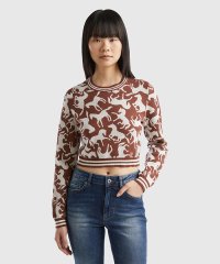 BENETTON (women)/馬モチーフ総柄ショート丈コットンニット・セーター/505932886