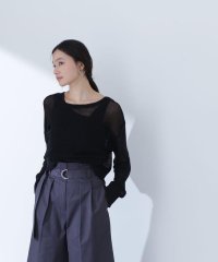 NATURAL BEAUTY BASIC/＜クロップドシアーニットシリーズ＞ワイドカフスプルオーバー/505950952