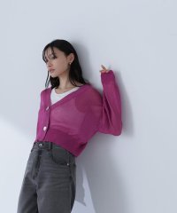 NATURAL BEAUTY BASIC/＜クロップドシアーニットシリーズ＞シェルボタンカーディガン/505950955