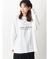 a.v.v (MEN)/PARISロゴプリントセミワイドロングTシャツ/505890277