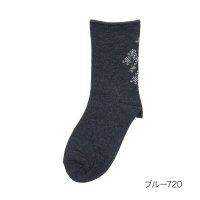 manzoku/満足 ソックス バック花柄 クルー丈 アルガンオイル加工 コットンメランジ 福助 公式/505940745