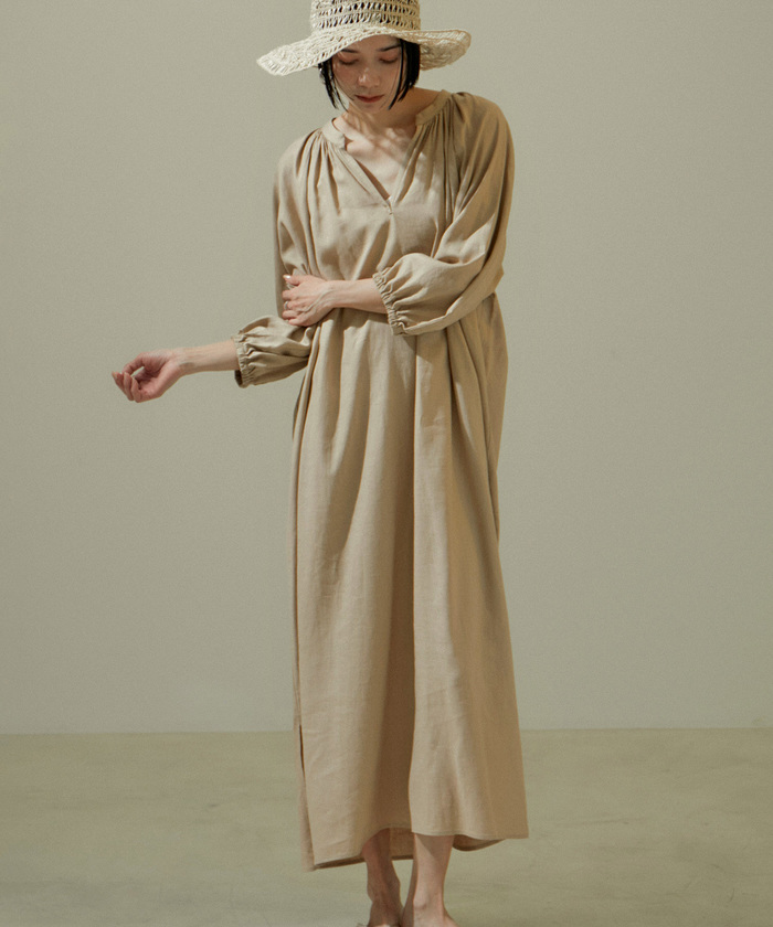セール 40%OFF】【WEB限定】レーヨン麻スキッパーギャザー
