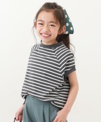 devirock/モックネック先染め ボーダー半袖Tシャツ 子供服 キッズ 女の子 トップス 半袖Tシャツ Tシャツ /505215962