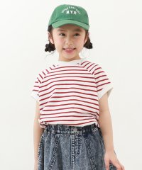 devirock/モックネック先染め ボーダー半袖Tシャツ 子供服 キッズ 女の子 トップス 半袖Tシャツ Tシャツ /505215962