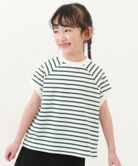 devirock/モックネック先染め ボーダー半袖Tシャツ 子供服 キッズ 女の子 トップス 半袖Tシャツ Tシャツ /505215962