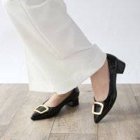 Fin/フィン Fin ポインテッドトゥバックルパンプス【低反発スポンジ入り】/505897332