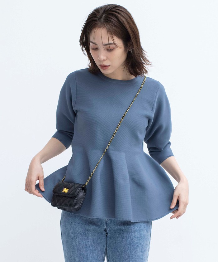ma_sa　スラックス&ペプラムニット セール 30%OFF】透かし編みヨークペプラムニット(505968067