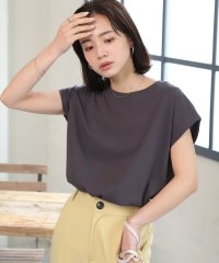 ad thie/フレンチスリーブ 半袖Tシャツ ラウンド裾 半袖 ロング丈 コットン100％ 綿 春 夏 チュニック ゆったり/505910793