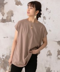 ad thie/フレンチスリーブ 半袖Tシャツ ラウンド裾 半袖 ロング丈 コットン100％ 綿 春 夏 チュニック ゆったり/505910793