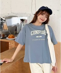 ad thie/CONFIDE プリント カレッジロゴ ショート丈 サイドスリット コットン Tシャツ 半袖 ゆったり 春 夏/505910794