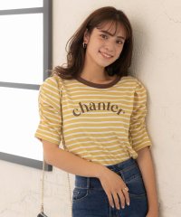 ad thie/パワショルプリント入りボーダーTシャツ パワーショルダー 袖コンシャス 夏/505910800