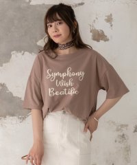 ad thie/SYMPHONYロゴプリントTシャツ ビックシルエット 半袖 サイドスリット ロング丈 チュニック 春 夏/505910801