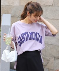 ad thie/SANTAMONIKA プリントTシャツ ビックシルエット 半袖 サイドスリット ロング丈 チュニック 春 夏/505910802