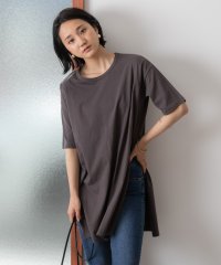 ad thie/サイド深めスリットTシャツ ビックシルエット 半袖 サイドスリット ロング丈 チュニック 夏/505910806