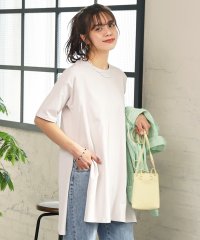 ad thie/サイド深めスリットTシャツ ビックシルエット 半袖 サイドスリット ロング丈 チュニック 夏/505910806