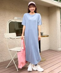 ad thie/ラウンド スリット マキシ ワンピース コットン Tシャツ ロング 丈 半袖 カットソー ゆったり 春 夏/505910809