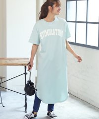 ad thie/Tシャツワンピース 半袖 ロゴスウェット ロゴプリント スリット入り 夏/505910811