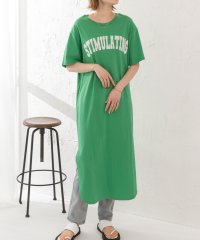 ad thie/Tシャツワンピース 半袖 ロゴスウェット ロゴプリント スリット入り 夏/505910811