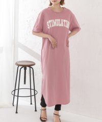 ad thie/Tシャツワンピース 半袖 ロゴスウェット ロゴプリント スリット入り 夏/505910811