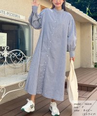 ad thie/アドティエ ad thie バルーンスリーブバンドカラーシャツワンピース 無地ストライプ 秋服 秋 冬服 冬/505938024